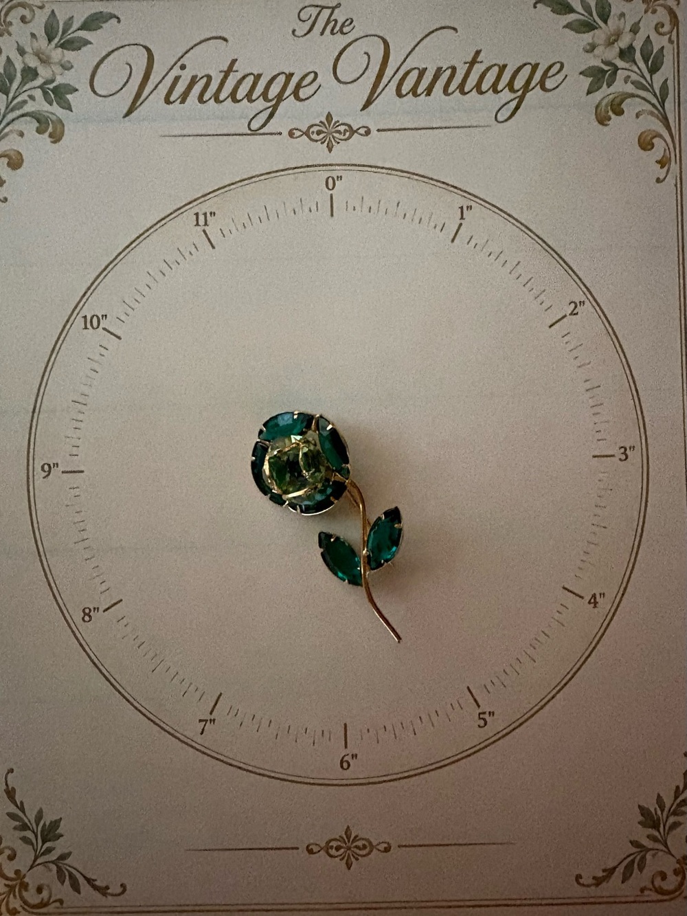 Emerald Crystal Floral Brooch - Green Gemstone Rose for Women
